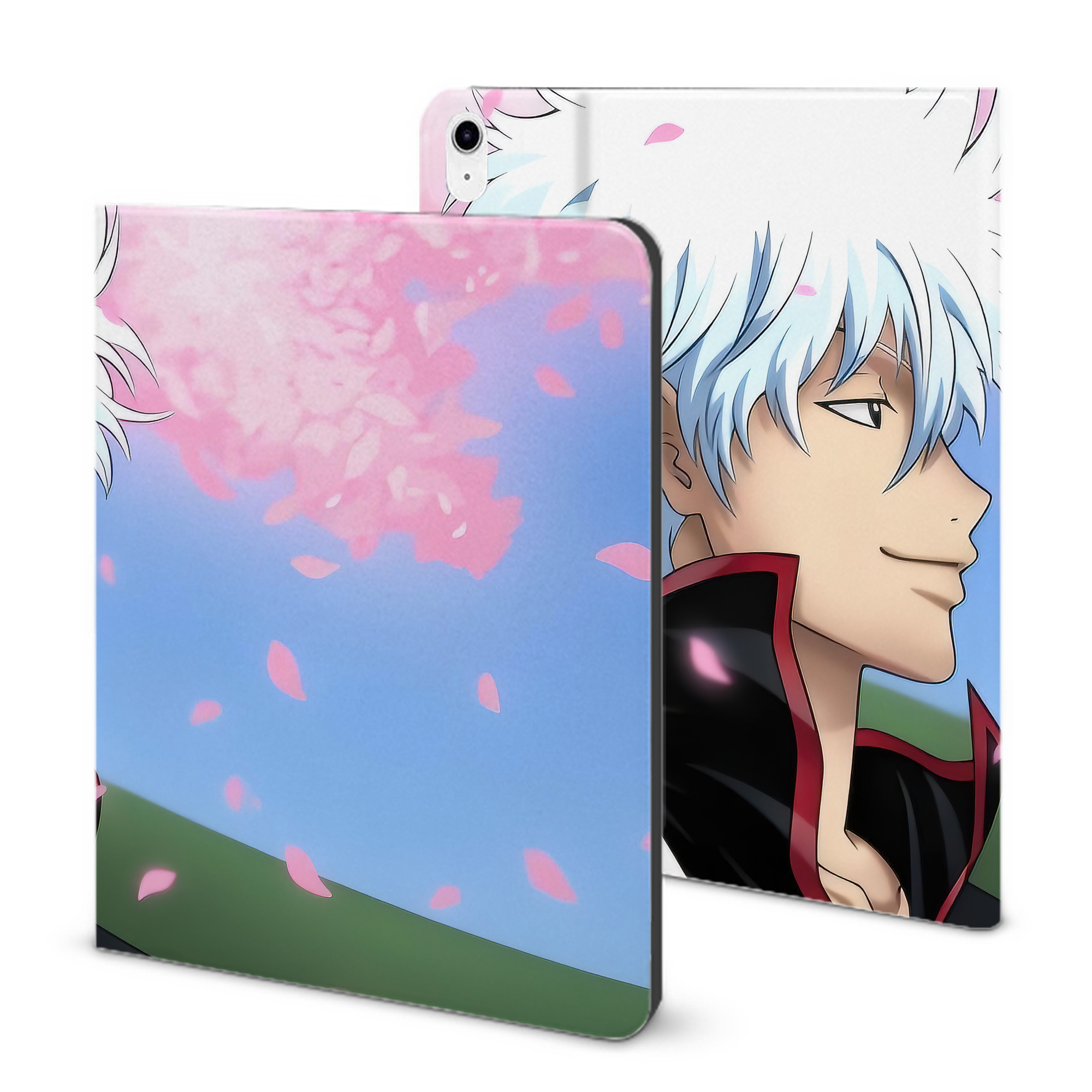 （画像用） ぎんたま 坂田銀時（さかたぎんとき） 神楽 志村新八（しむら しんぱち） GINTAMA Sakata Gintoki Kagura Shimura Shinpachi IPad ケース ブック型 PUレザー TPU 耐衝撃 軽量 薄型 ペン収納なし 全面保護 IPad 各モデル対応